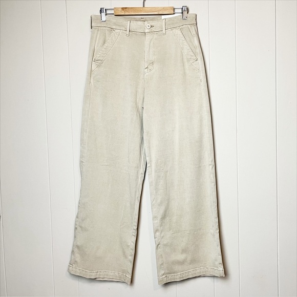 American Eagle NWT Baggy Wide Leg Khaki Pants 10 SHORT trousers high rise waist - Picture 12 of 12
